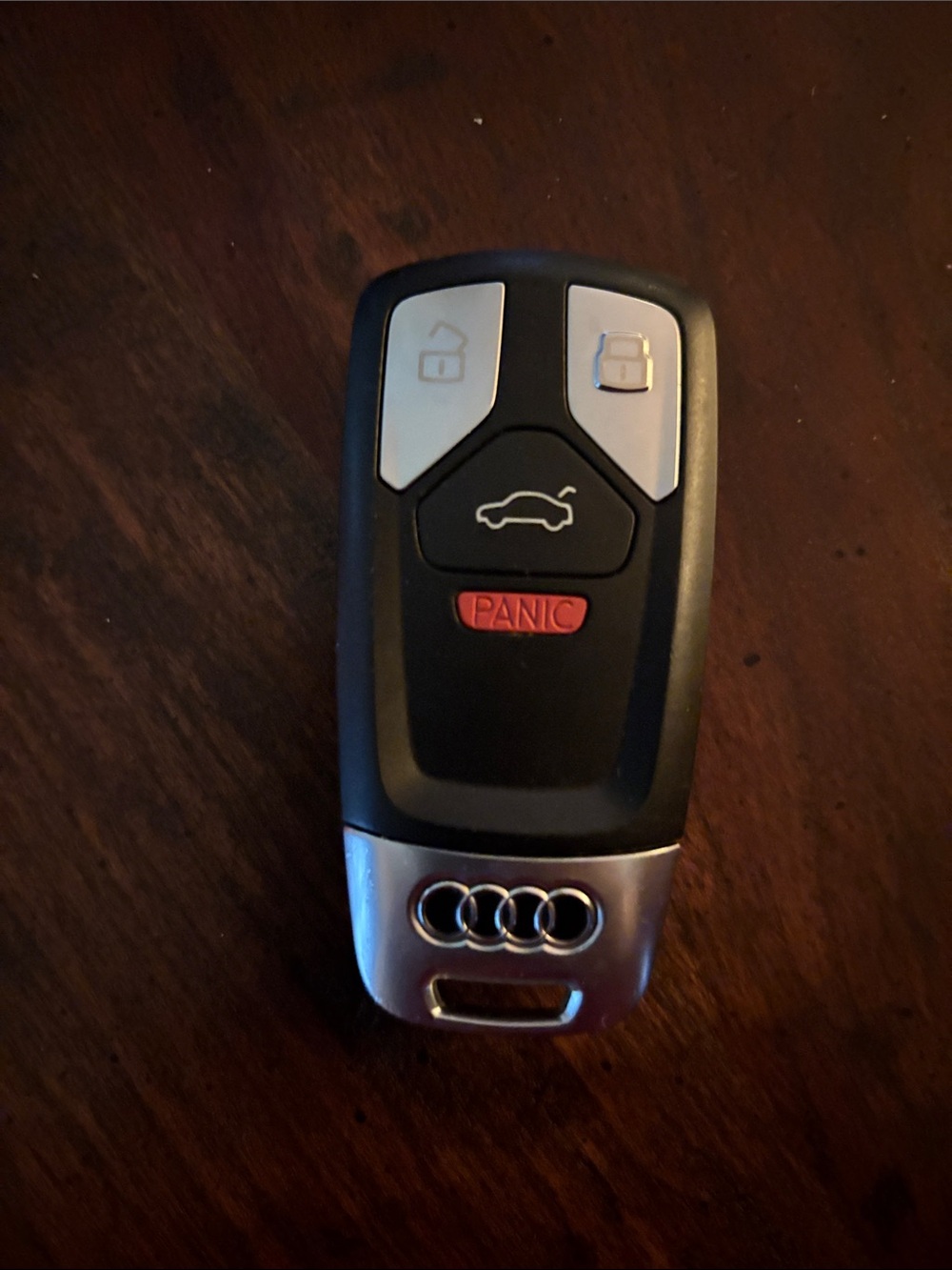 Audi Black & Silver 4-Button Key Fob Remote - Trunk & Panic